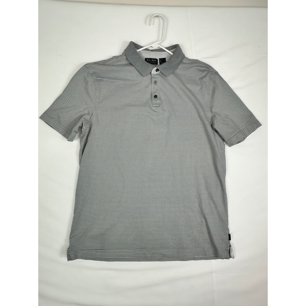 Axcess Polo Men Horizontal Striped Short Sleeve Casual Grey‎ Large